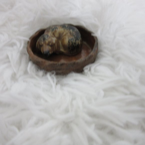 Otagiri OMC Sleeping Dog in Basket Figurine Two Piece Ceramic Vintage Japan - Picture 5 of 12